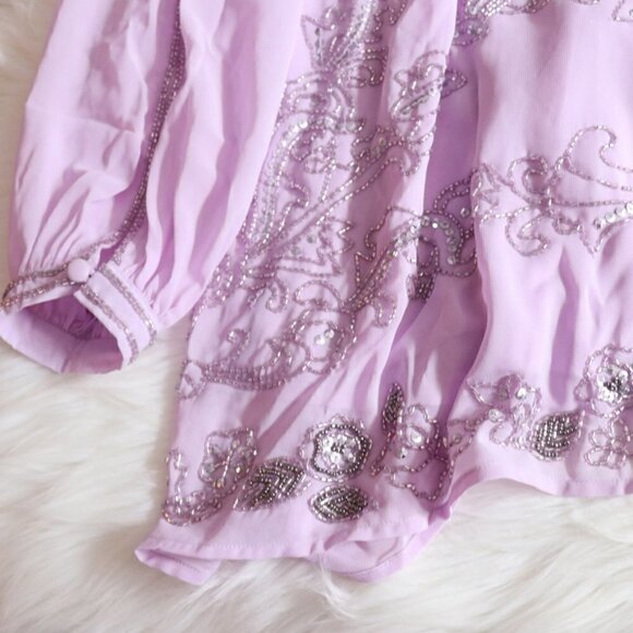 NWT Roman's Light Purple Embellished Long Sleeve Top - Picture 7 of 12